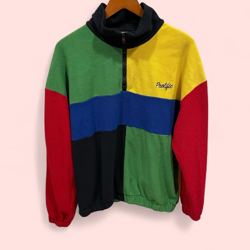 Prolific color block oversized soft cozy fleece 1/4 zip vintage 90’s look